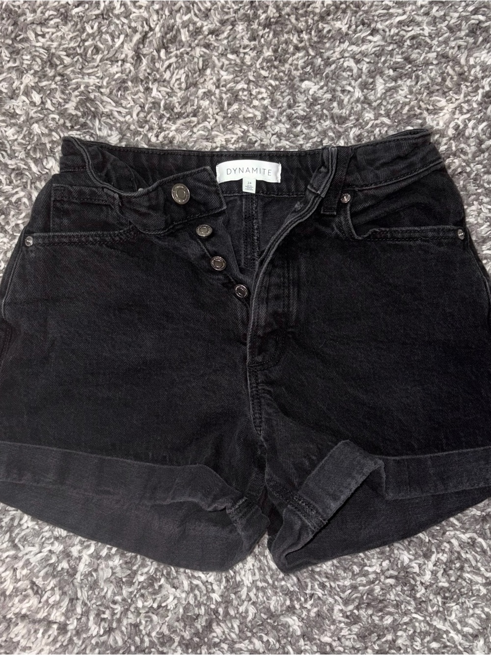 Dynamite Black High-Rise 5-Button-Fly Denim Shorts